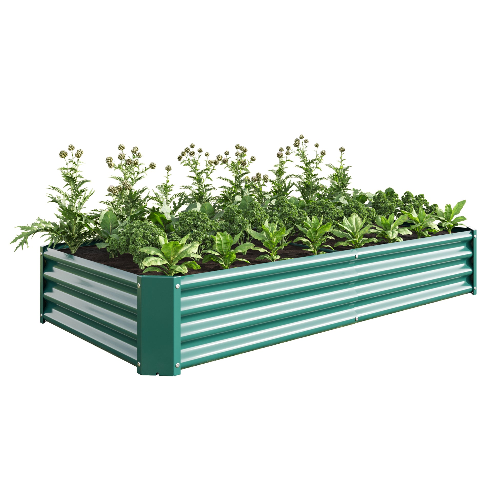 Raised Garden Bed Outdoor, 6 3 1Ftmetal Raised Rectangle Planter Beds For Plants, Vegetables, And Flowers Green Green Bedroom Metal