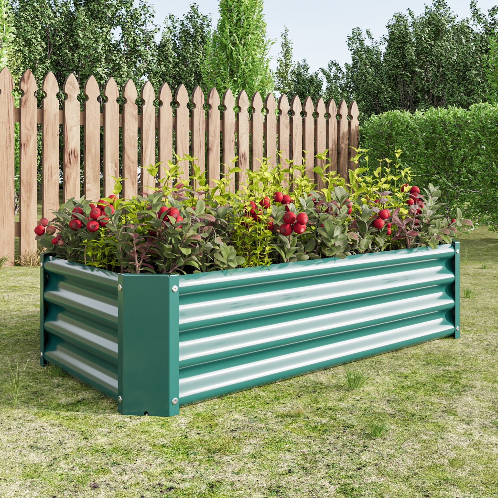 Metal Raised Garden Bed, Rectangle Raised Planter 4 2 1Ft For Flowers Plants, Vegetables Herb Veezyo Green Green Garden & Outdoor Metal