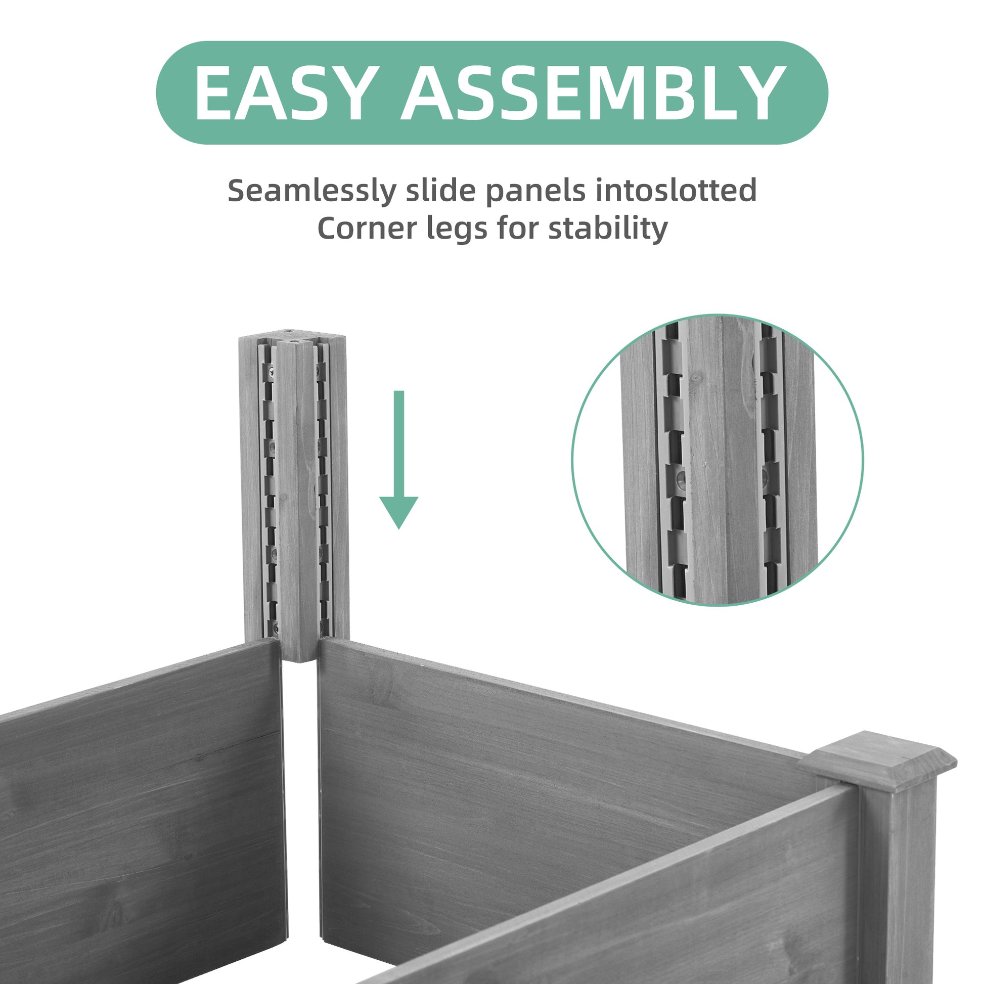 Over Ground Raised Garden Bed 96X28X10'', Large Long Planter Box For Outdoor, Tool Free Assembly Gray Solid Wood