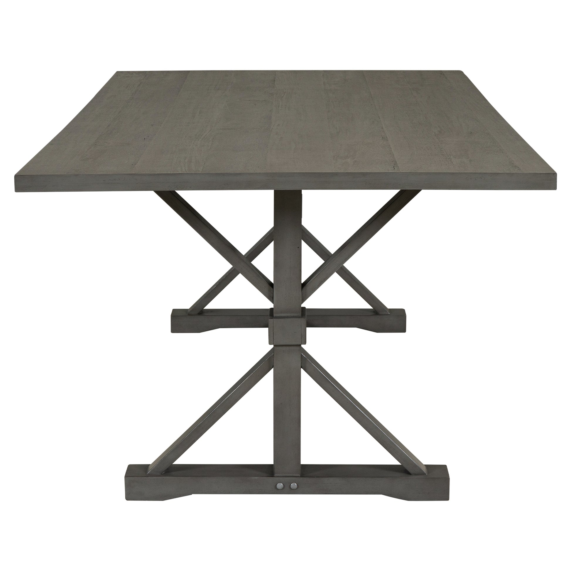 6 Piece Farmhouse Dining Table Set 72" Wood Rectangular Table, 4 Upholstered Chairs With Bench Gray Gray Solid Wood