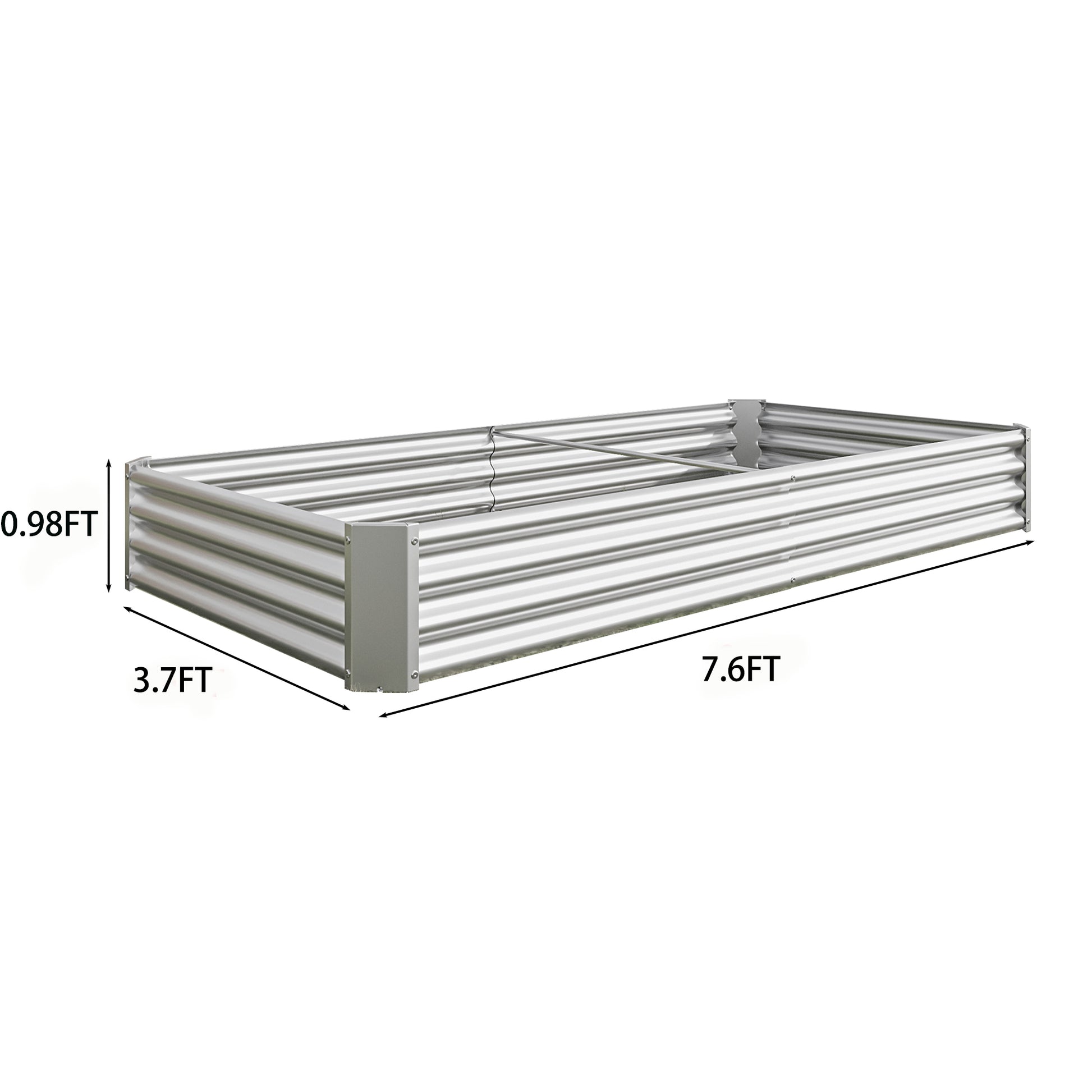 Raised Garden Bed Kit Metal Raised Bed Garden 7.6X3.7X0.98Ft For Flower Planters, Vegetables Herb Silver Silver Garden & Outdoor Metal