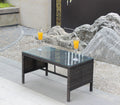 Outdoor Patio Furniture 1 Coffee Table With Clear Tempered Glass Brown Rattan