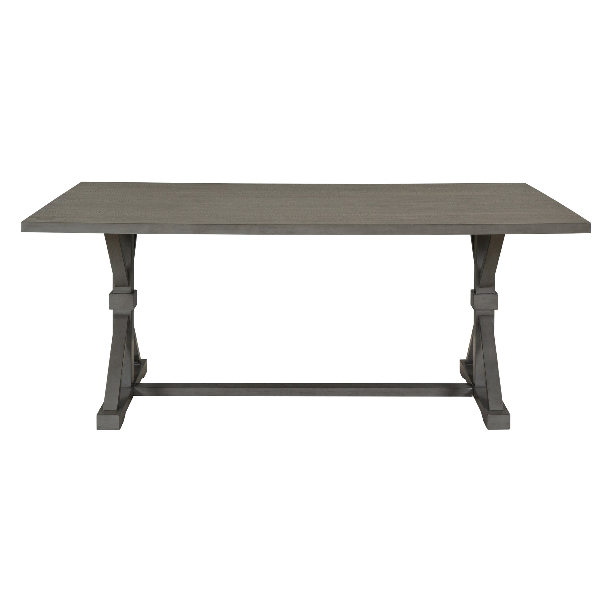 6 Piece Farmhouse Dining Table Set 72" Wood Rectangular Table, 4 Upholstered Chairs With Bench Gray Gray Solid Wood