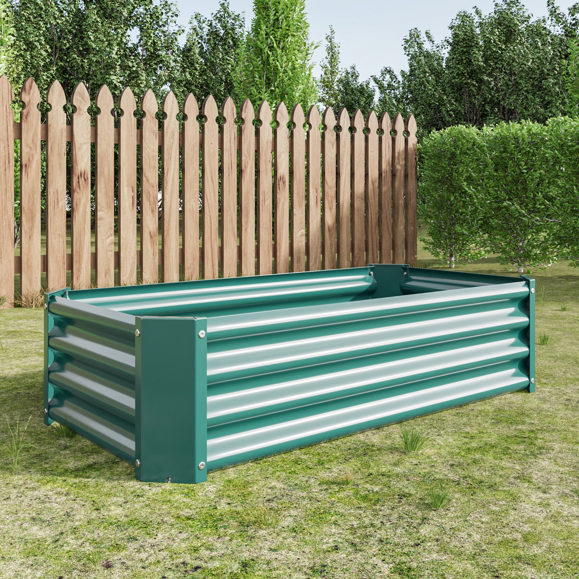 Metal Raised Garden Bed, Rectangle Raised Planter 4 2 1Ft For Flowers Plants, Vegetables Herb Veezyo Green Green Garden & Outdoor Metal