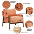 Mid Century Modern Velvet Accent Chair,Leisure Chair With Solid Wood And Thick Seat Cushion For Living Room,Bedroom,Studio,Orange Orange Foam Velvet