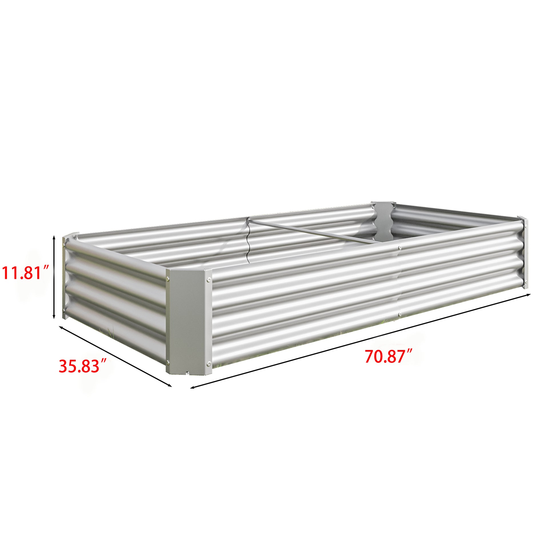 Raised Garden Bed Outdoor, 6 3 1Ftmetal Raised Rectangle Planter Beds For Plants, Vegetables, And Flowers Silver Silver Bedroom Metal