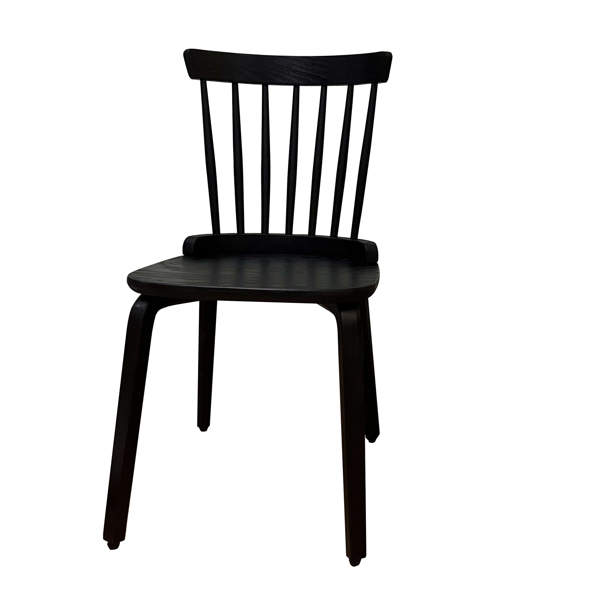 Solid Wood Slat Back Windsor Chair Set of 2 black-plywood