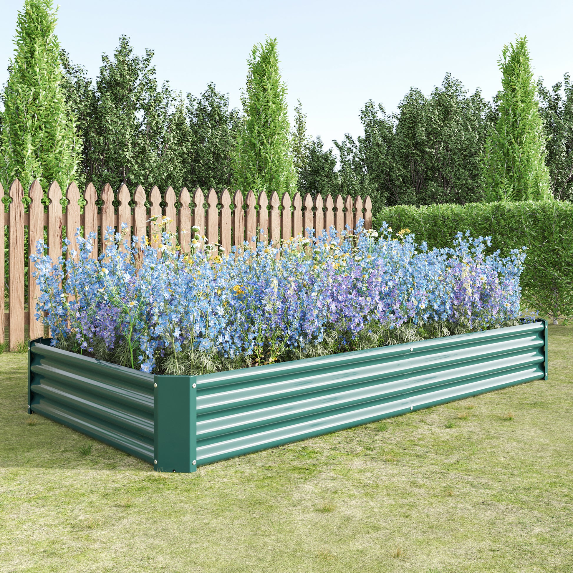 Raised Garden Bed Kit Metal Raised Bed Garden 7.6X3.7X0.98Ft For Flower Planters, Vegetables Herb Green Green Metal