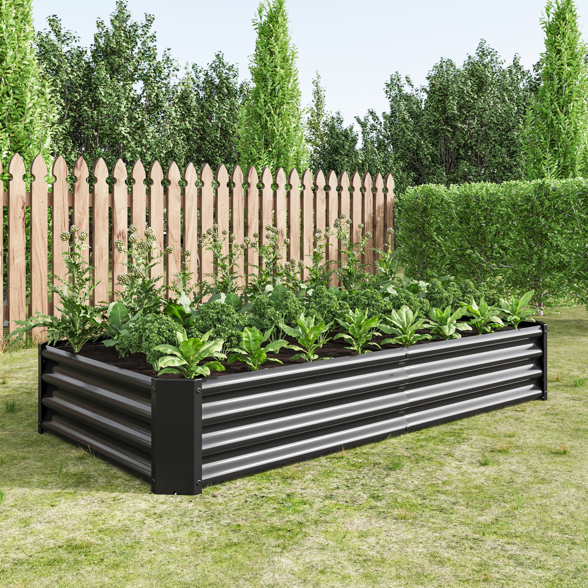 Raised Garden Bed Outdoor, 6 3 1Ftmetal Raised Rectangle Planter Beds For Plants, Vegetables, And Flowers Black Black Garden & Outdoor Metal