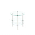 Transparent Oval Glass Coffee Table, Modern Table With Stainless Steel Leg, Tea Table 3 Layer Glass Table For Living Room Transparent Glass