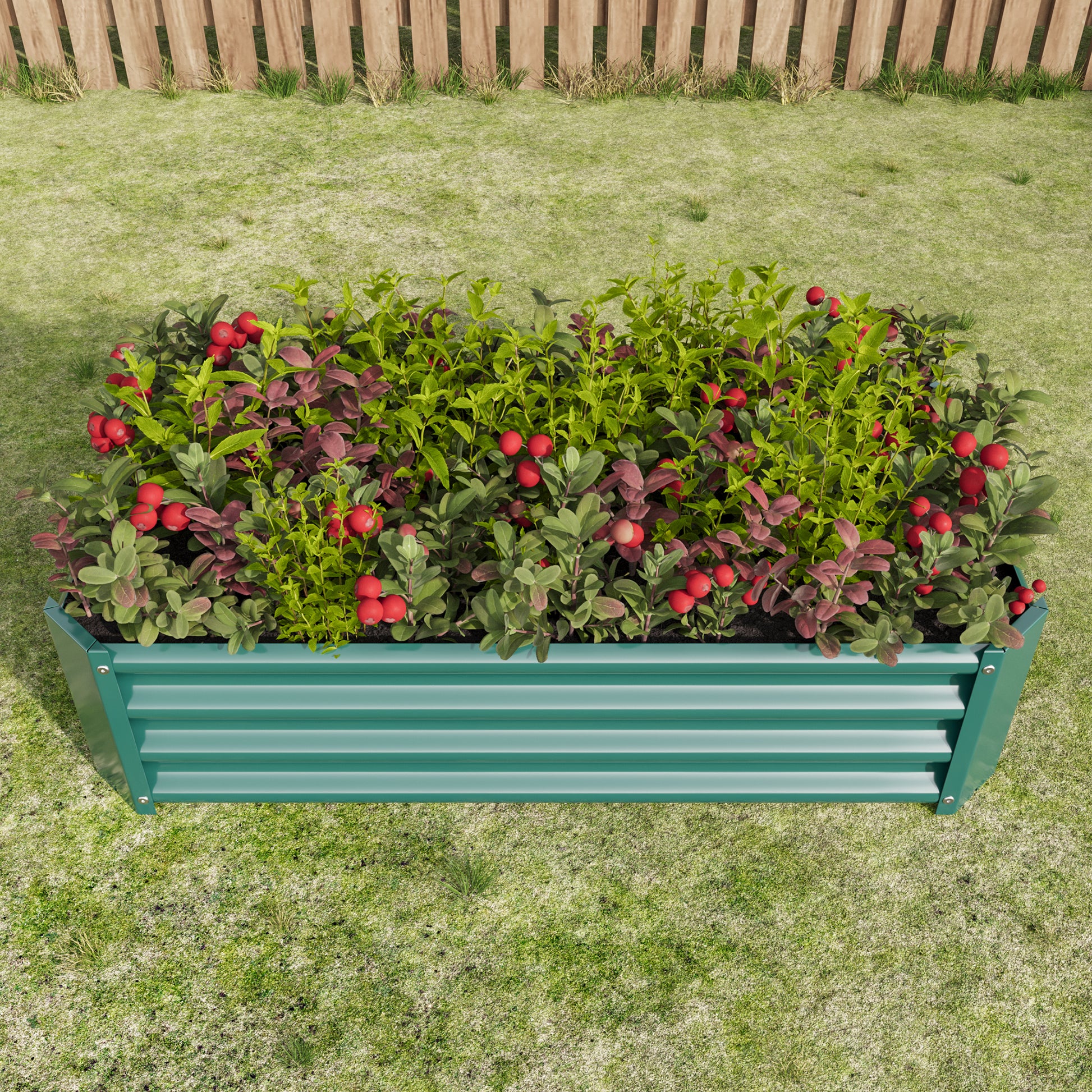 Metal Raised Garden Bed, Rectangle Raised Planter 4 2 1Ft For Flowers Plants, Vegetables Herb Veezyo Green Green Garden & Outdoor Metal