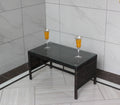Outdoor Patio Furniture 1 Coffee Table With Clear Tempered Glass Brown Rattan