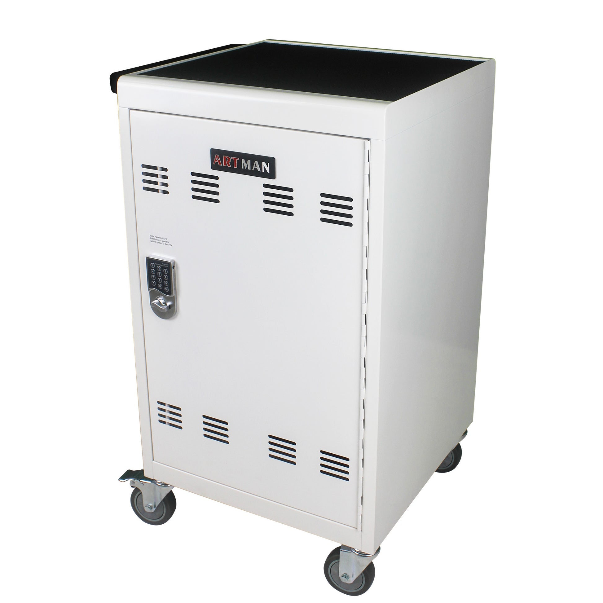 Mobile Charging Cart And Cabinet For Tablets Laptops 30 Device With Combination Lock White Antique White Steel