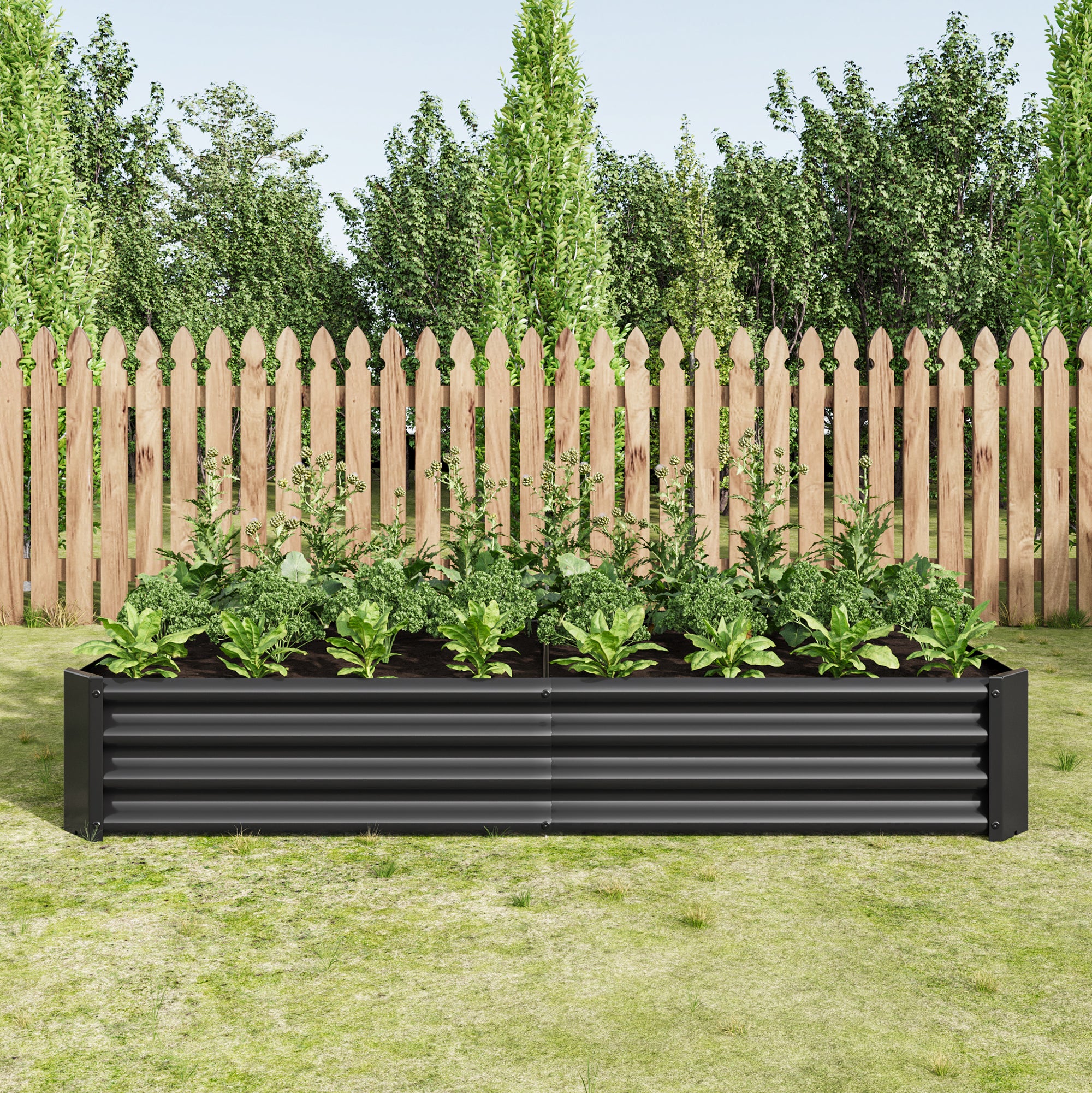 Raised Garden Bed Outdoor, 6 3 1Ftmetal Raised Rectangle Planter Beds For Plants, Vegetables, And Flowers Black Black Garden & Outdoor Metal