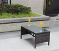 Outdoor Patio Furniture 1 Coffee Table With Clear Tempered Glass Brown Rattan