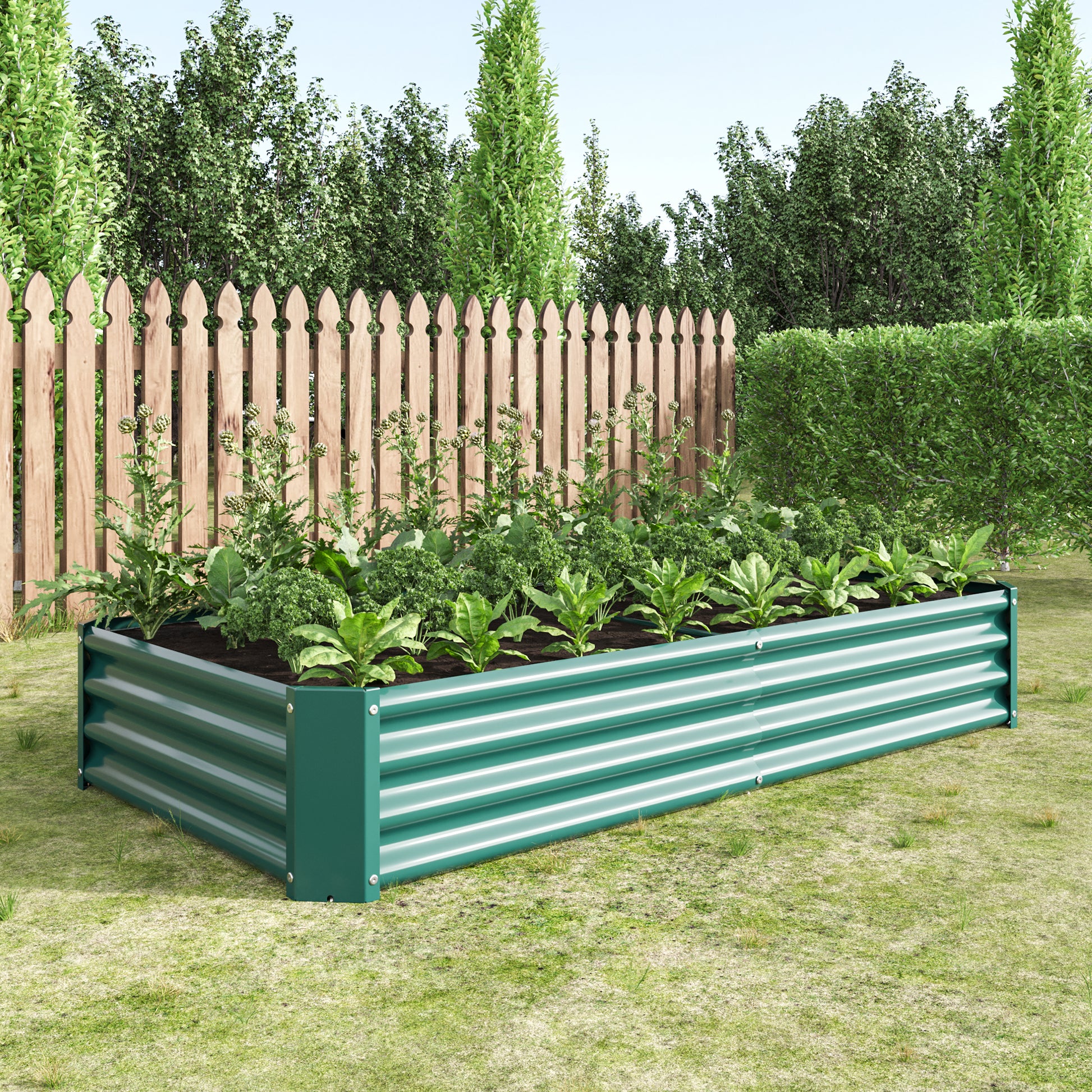 Raised Garden Bed Outdoor, 6 3 1Ftmetal Raised Rectangle Planter Beds For Plants, Vegetables, And Flowers Green Green Bedroom Metal