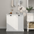 Two Compartment Tilt Out Laundry Sorter Cabinet White White Mdf