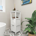 Bathroom Floor Cabinet With 2 Drawers And 1 Storage Shelf,Freestanding Wood Storage Organizer Cabinet White White Mdf