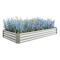 Raised Garden Bed Kit Metal Raised Bed Garden 7.6X3.7X0.98Ft For Flower Planters, Vegetables Herb Silver Silver Garden & Outdoor Metal