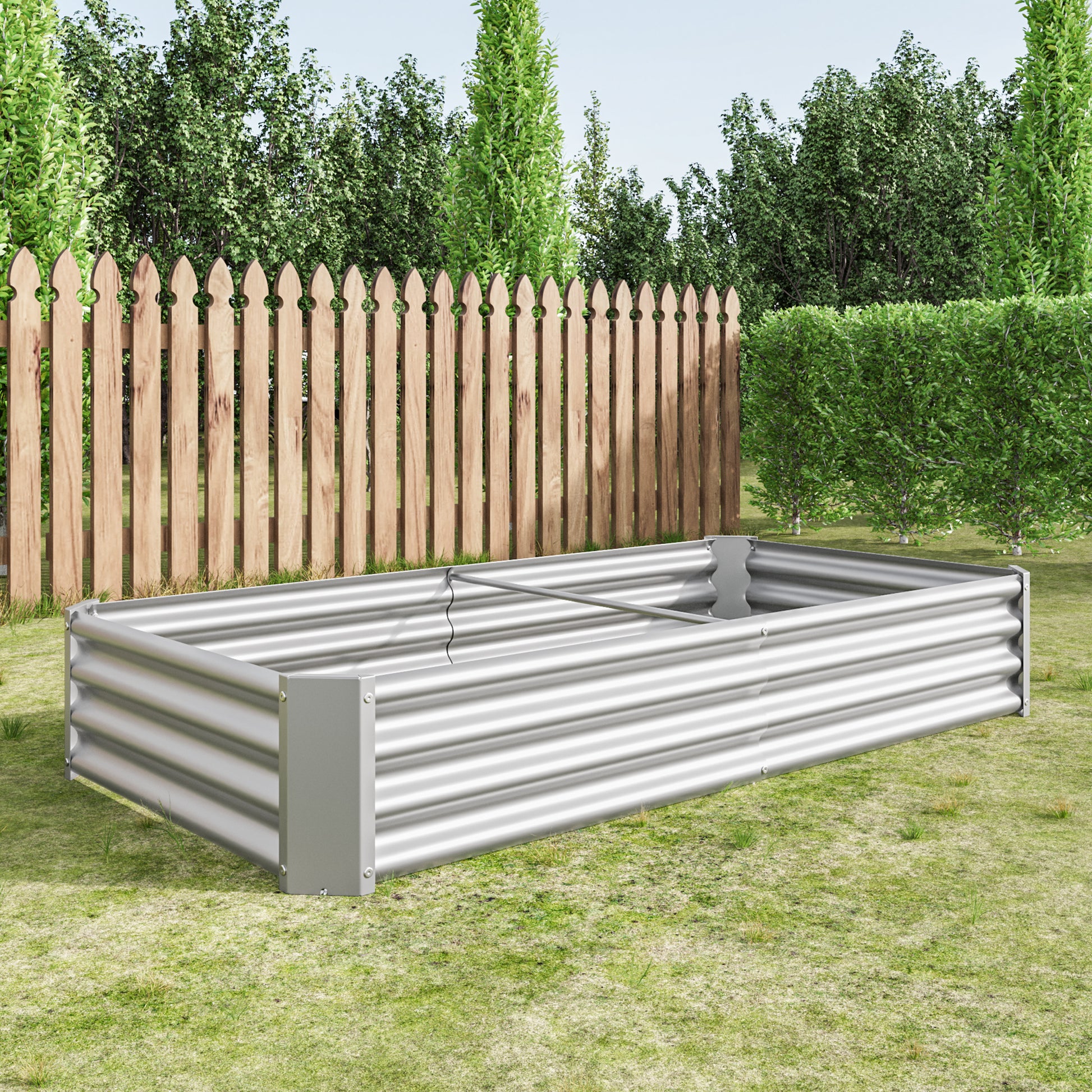 Raised Garden Bed Outdoor, 6 3 1Ftmetal Raised Rectangle Planter Beds For Plants, Vegetables, And Flowers Silver Silver Bedroom Metal