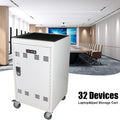 Mobile Charging Cart And Cabinet For Tablets Laptops 30 Device With Combination Lock White Antique White Steel