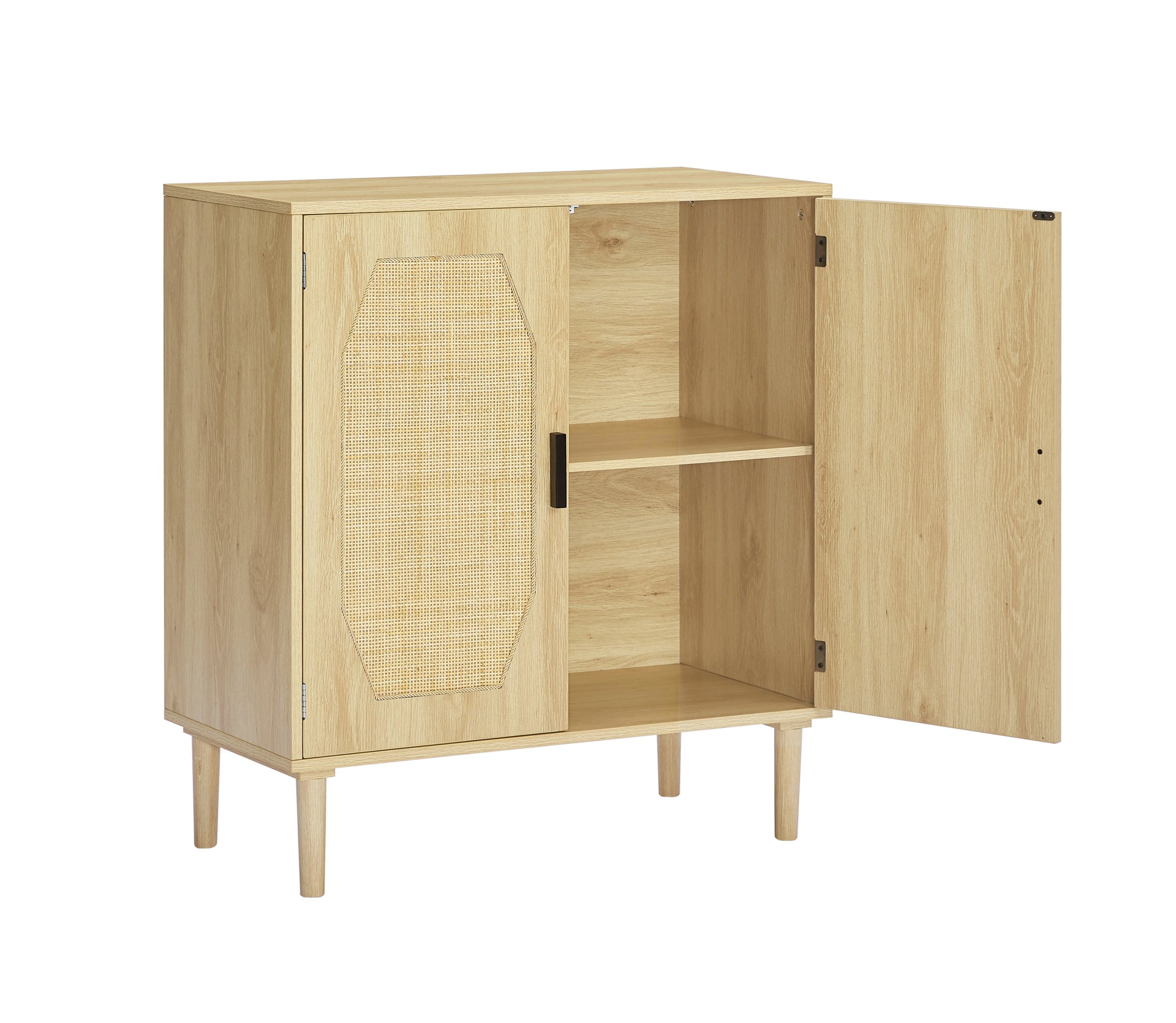 Kitchen Storage Cabinets With Rattan Decorative Doors, Buffets, Wine Cabinets, Dining Rooms, Hallways, Cabinet Console Tables, Natural, 31.5''W X 15.8''D X 34.6"H. Natural Particle Board