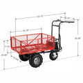 Wheelbarrow Utility Cart Electric Powered Cart 48V28Ah 500W Capacity 500Lbs 230Kg Material Hauler 1000Lbs Towing Red Steel