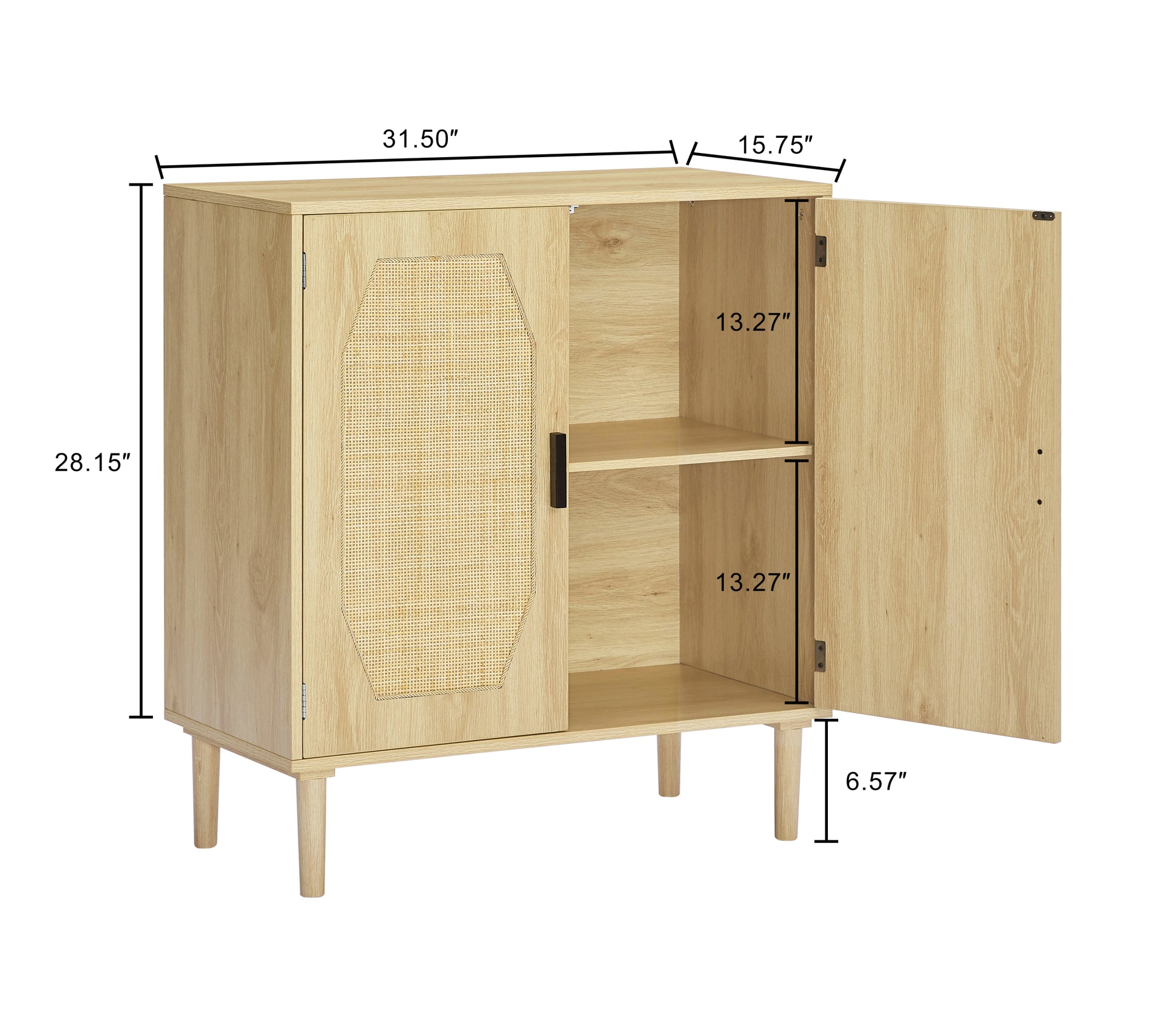 Kitchen Storage Cabinets With Rattan Decorative Doors, Buffets, Wine Cabinets, Dining Rooms, Hallways, Cabinet Console Tables, Natural, 31.5''W X 15.8''D X 34.6"H. Natural Particle Board