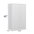 Metal Storage Cabinet With Locking Doors And Adjustable Shelf, Folding Filing Storage Cabinetfolding Storage Locker Cabinet For Home Office,School,Garage, White White Steel