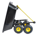 Folding Car Poly Garden Dump Truck With Steel Frame, 10 Inches. Pneumatic Tire, Black Black Metal