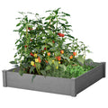 Raised Garden Bed 48X48X10'', Outdoor Wood Planter Box Over Floor, Tool Free Assembly Gray Garden & Outdoor Solid Wood