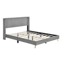 Queen Size Corduroy Platform Bed With Metal Legs, Gray Gray Corduroy