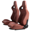 2 Piece Ergonomic Racing Seats with Adjustable Double brick red-foam-vinyl