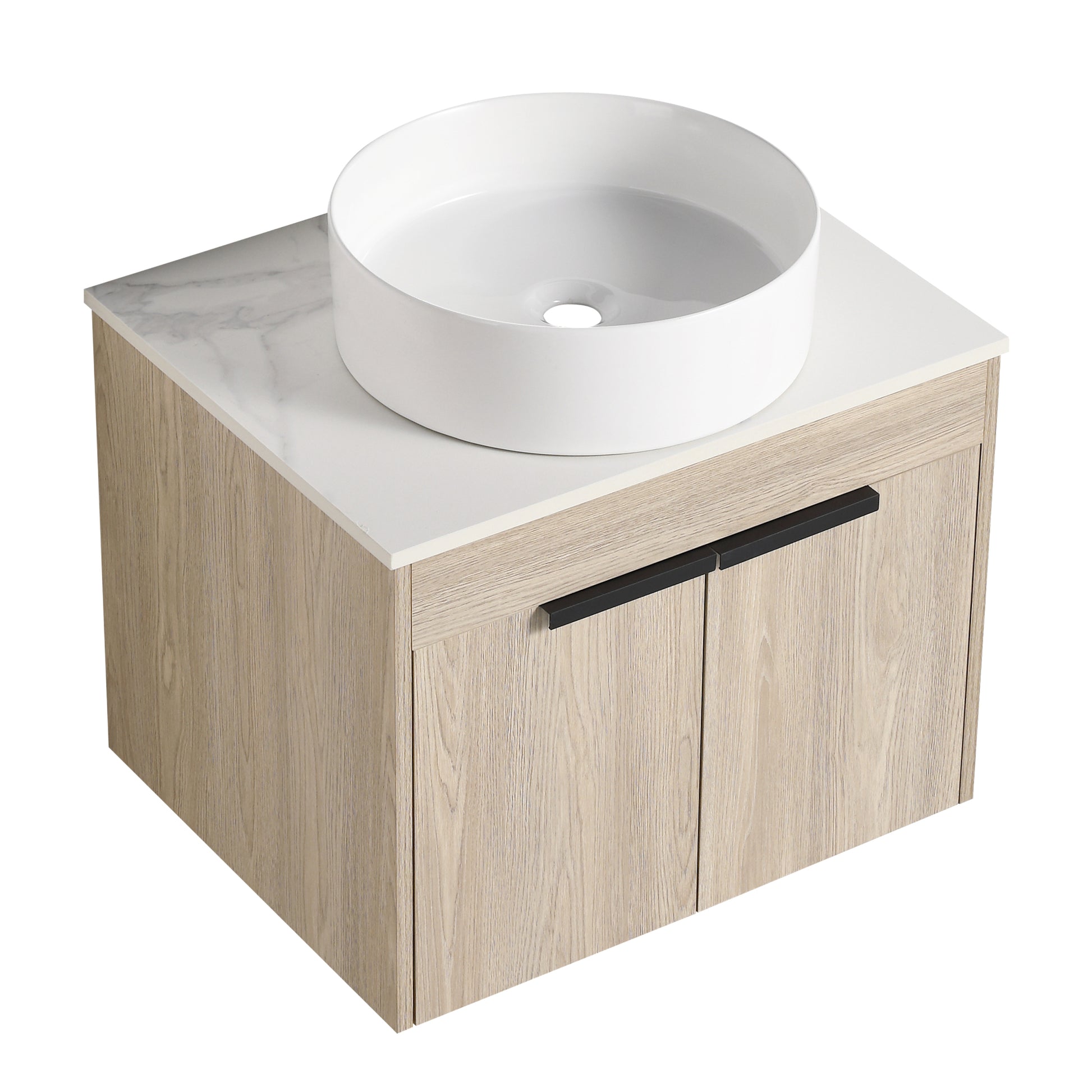 24 " Modern Design Float Bathroom Vanity With Ceramic Basin Set, Wall Mounted White Oak Vanity With Soft Close Door,Kd Packing,Kd Packing,2 Pieces Parcel Top Bab400Mowh White Oak 2 Bathroom Wall Mounted Plywood