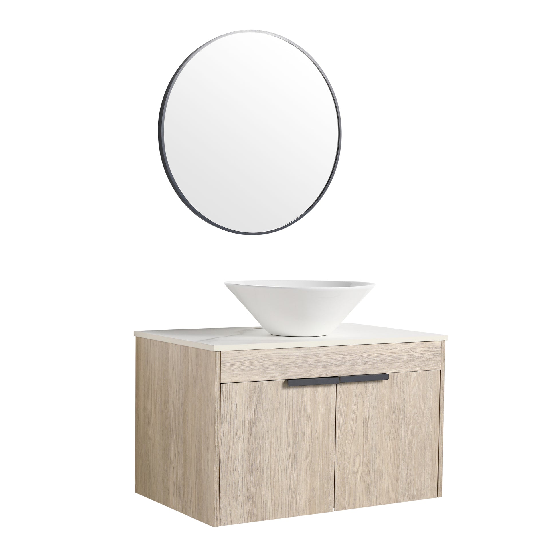 30''Modern Design Float Bathroom Vanity With Ceramic white oak-2-bathroom-wall mounted-plywood