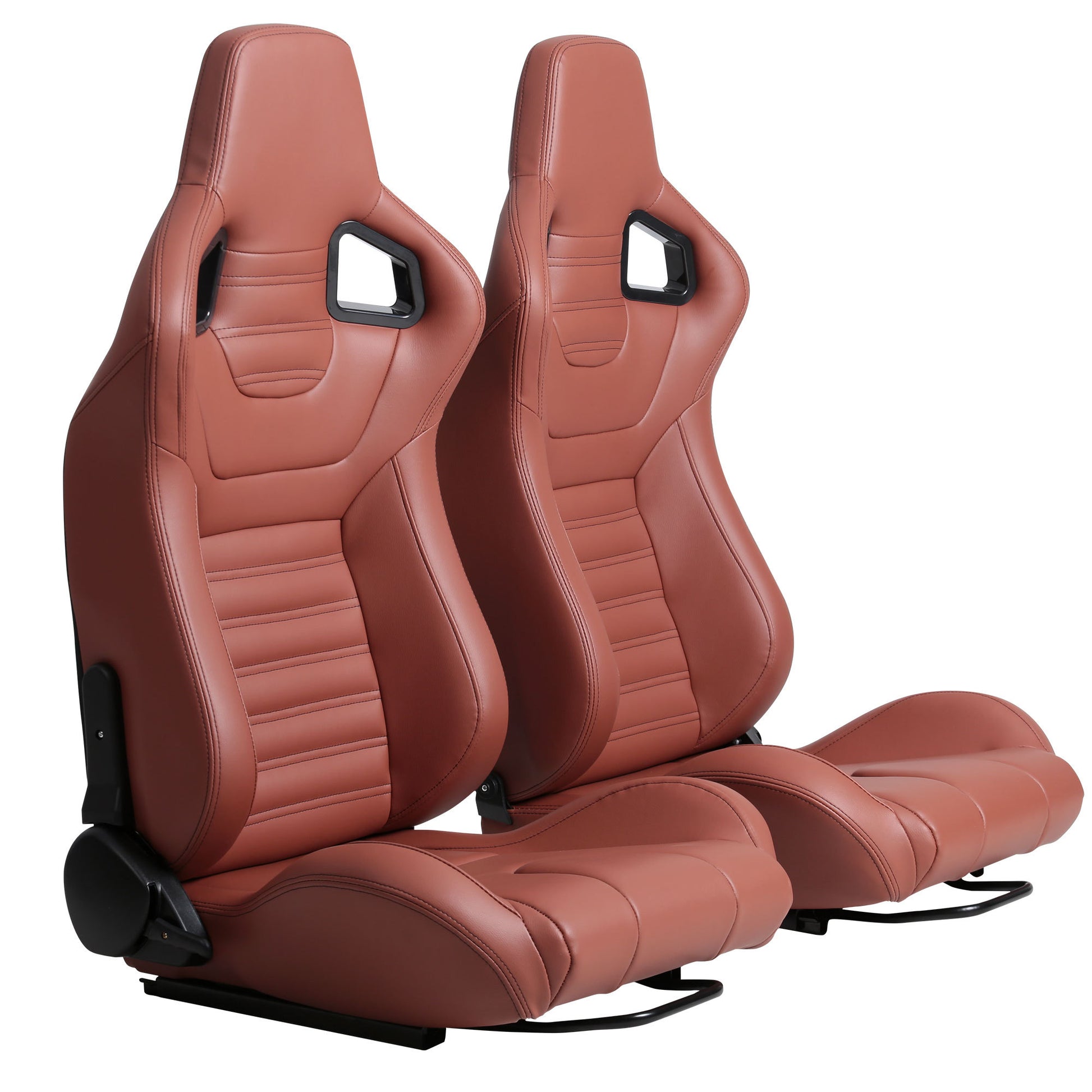 2 Piece Ergonomic Racing Seats with Adjustable Double brick red-foam-vinyl