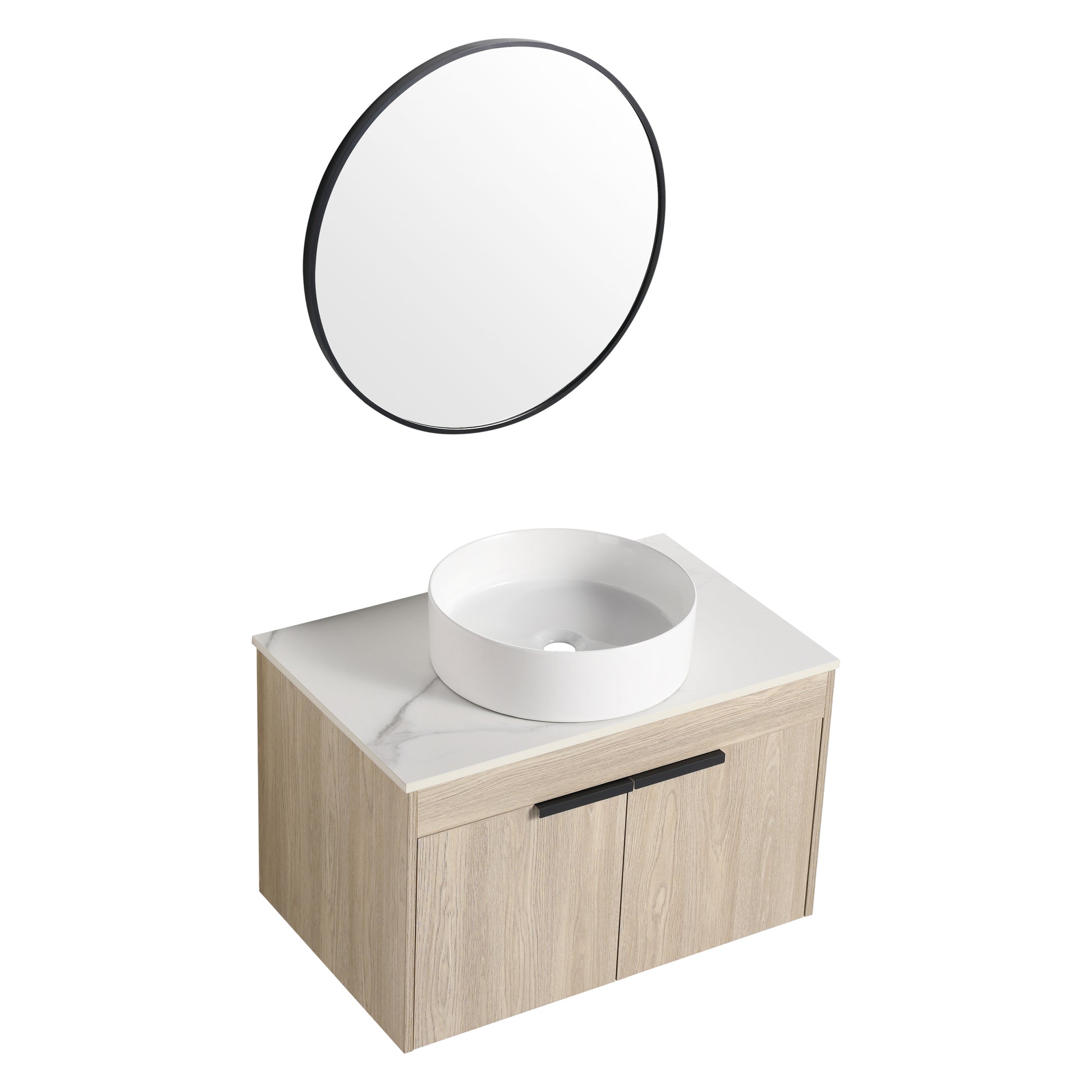 30 " Modern Design Float Bathroom Vanity With Ceramic white oak-2-bathroom-wall mounted-plywood