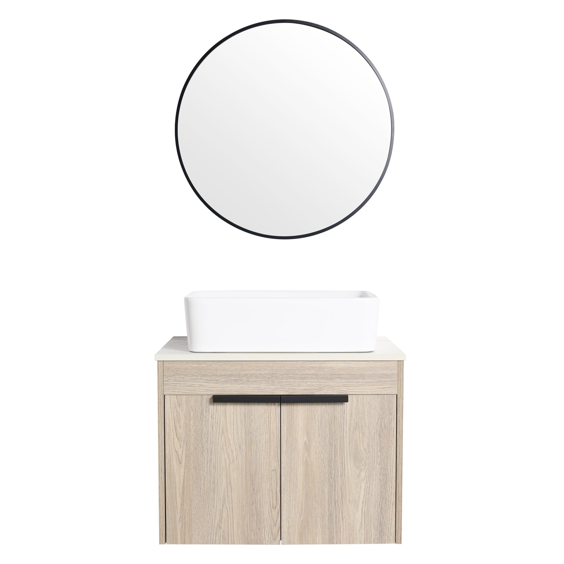 24 " Modern Design Float Bathroom Vanity With Ceramic Basin Set, Wall Mounted White Oak Vanity With Soft Close Door,Kd Packing,Kd Packing,2 Pieces Parcel Top Bab110Mowh White Oak 2 Bathroom Wall Mounted Plywood