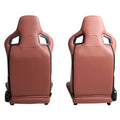 2 Piece Ergonomic Racing Seats with Adjustable Double brick red-foam-vinyl