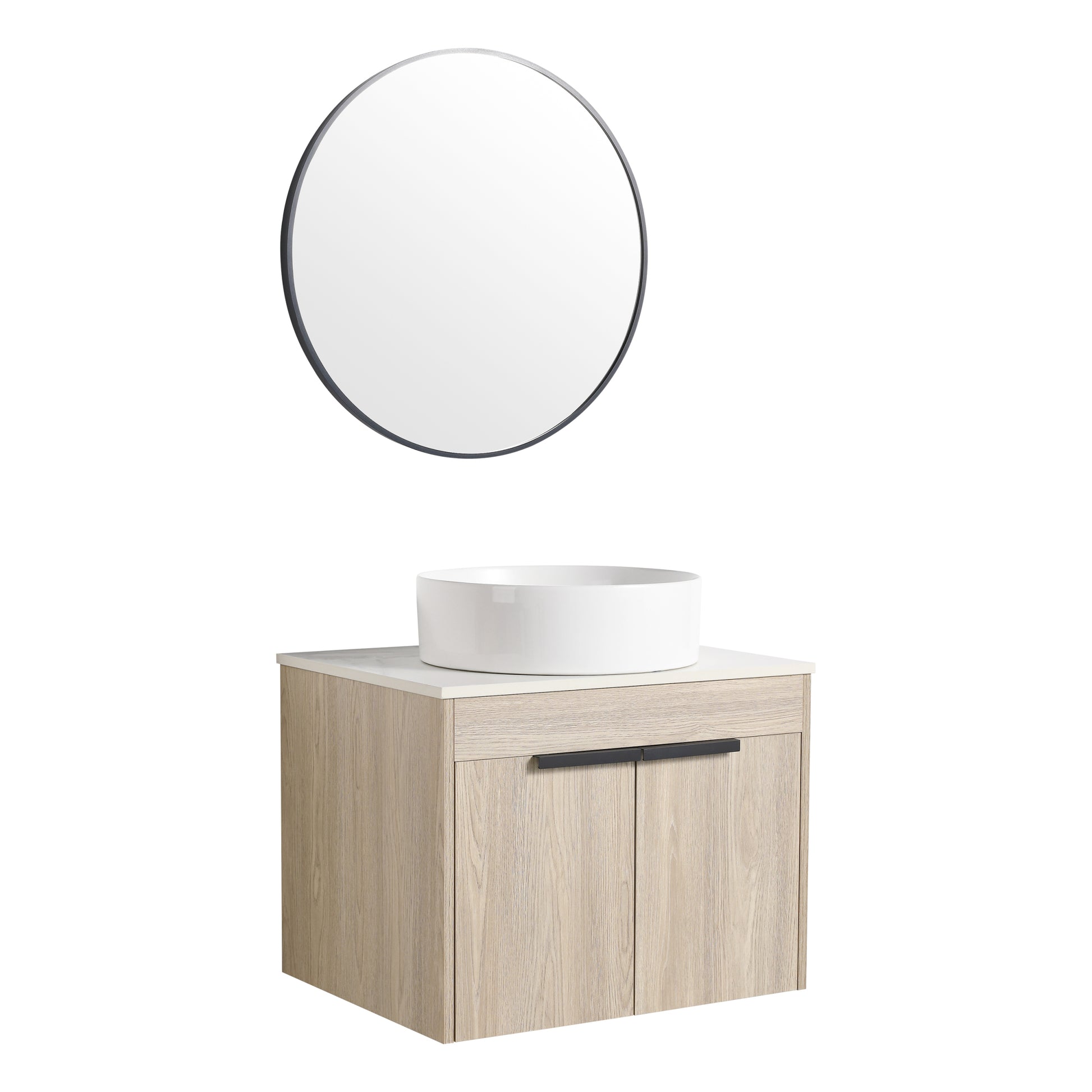 24 " Modern Design Float Bathroom Vanity With Ceramic Basin Set, Wall Mounted White Oak Vanity With Soft Close Door,Kd Packing,Kd Packing,2 Pieces Parcel Top Bab400Mowh White Oak 2 Bathroom Wall Mounted Plywood