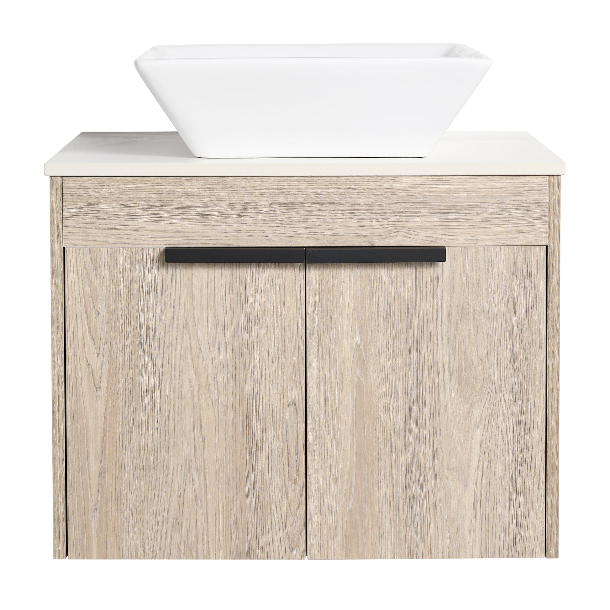 24 " Modern Design Float Bathroom Vanity With Ceramic Basin Set, Wall Mounted White Oak Vanity With Soft Close Door,Kd Packing,Kd Packing,2 Pieces Parcel Top Bab101Mowh White Oak Plywood