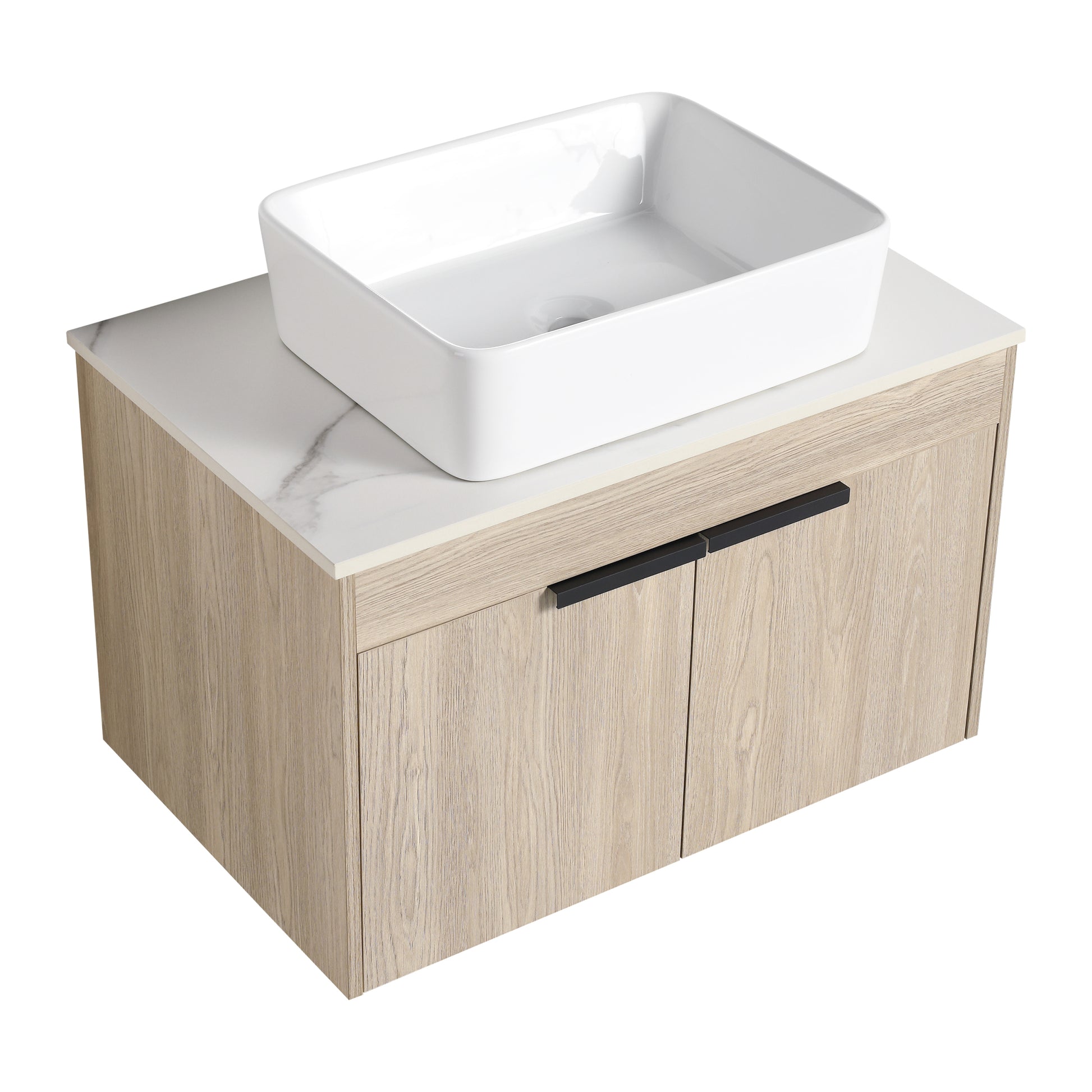 30 " Modern Design Float Bathroom Vanity With Ceramic white oak-2-bathroom-wall mounted-plywood