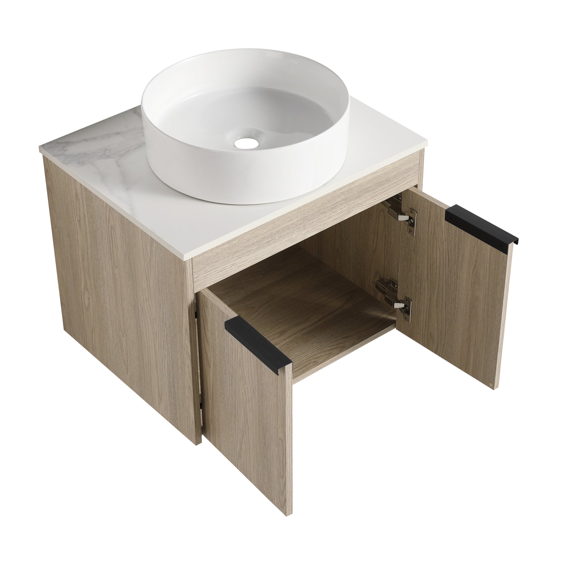 24 " Modern Design Float Bathroom Vanity With Ceramic Basin Set, Wall Mounted White Oak Vanity With Soft Close Door,Kd Packing,Kd Packing,2 Pieces Parcel Top Bab400Mowh White Oak 2 Bathroom Wall Mounted Plywood