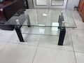 Tempered Clear Glass Coffee Table, 2 Layers Coffee Table Living Room Center Table Transparent Glass