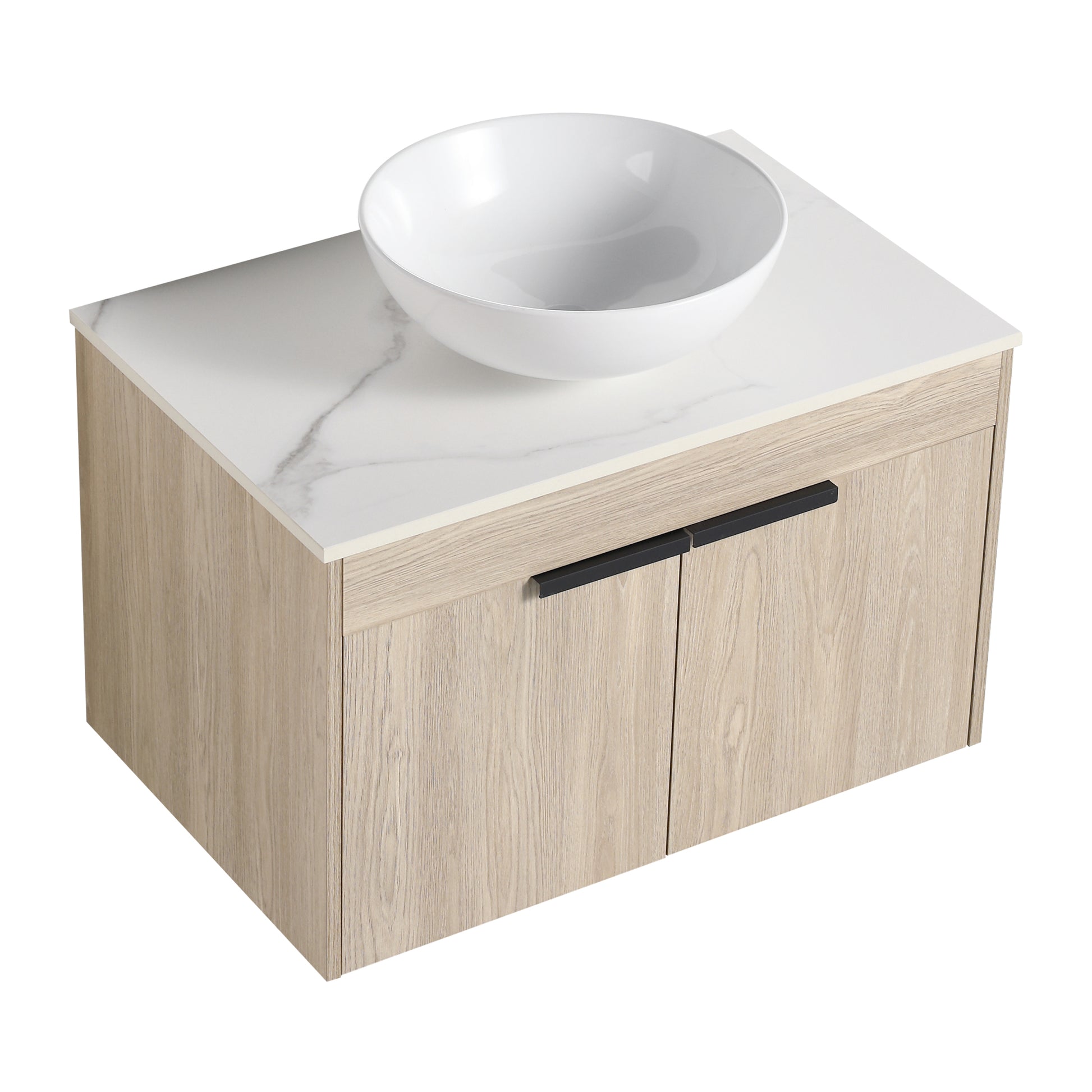 30 " Modern Design Float Bathroom Vanity With Ceramic white oak-2-bathroom-wall mounted-plywood