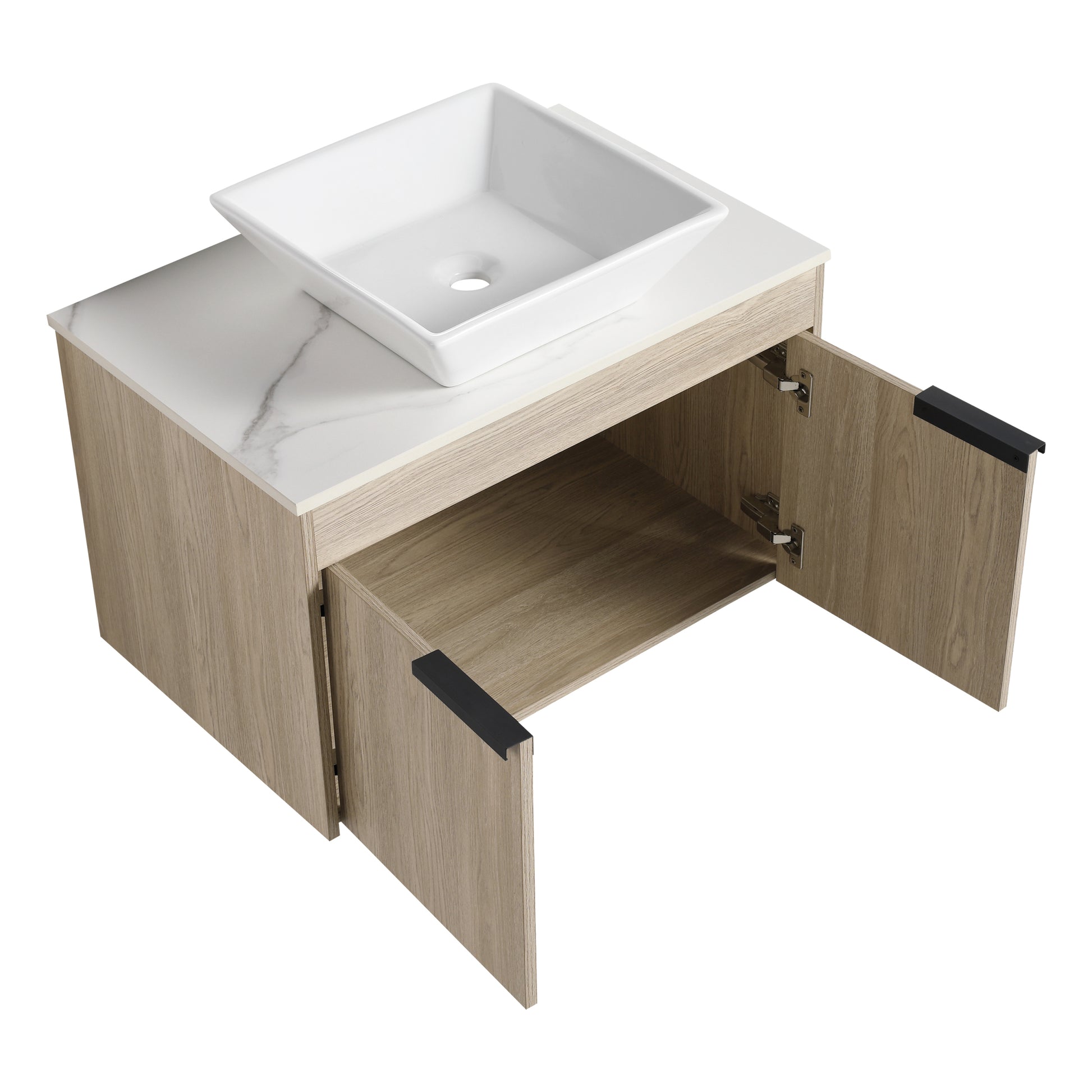 30 " Modern Design Float Bathroom Vanity With Ceramic white oak-2-bathroom-wall mounted-plywood