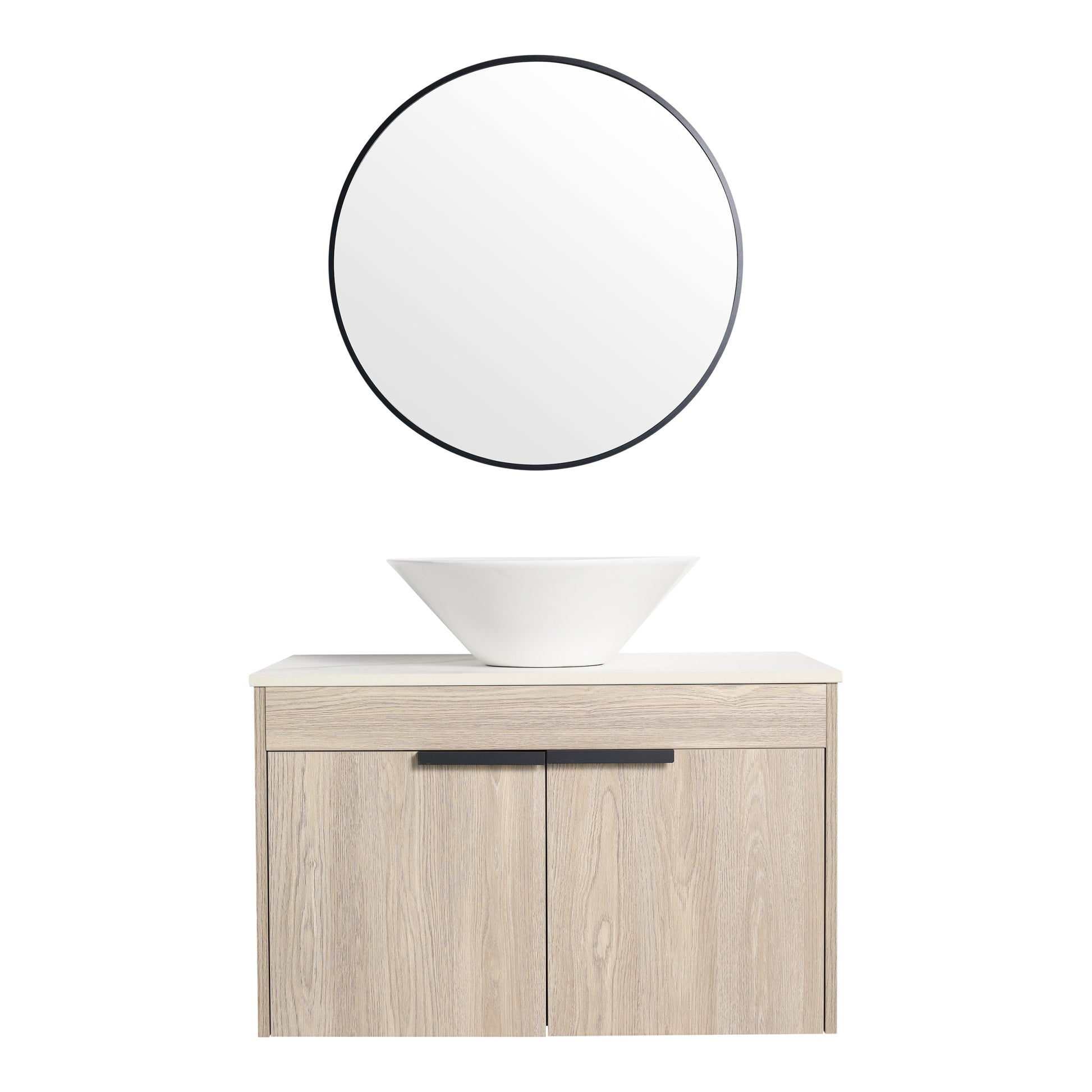 30''Modern Design Float Bathroom Vanity With Ceramic white oak-2-bathroom-wall mounted-plywood