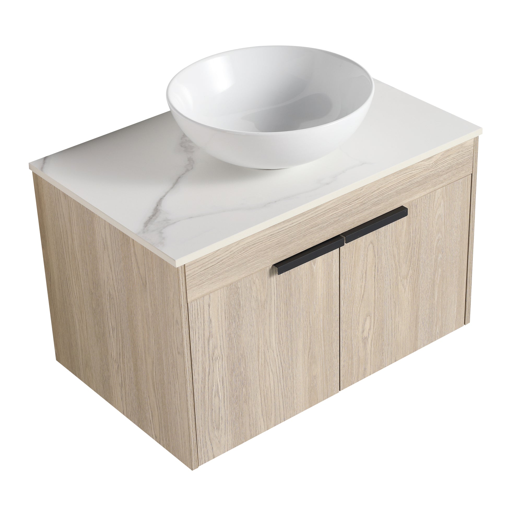 30 " Modern Design Float Bathroom Vanity With Ceramic white oak-2-bathroom-wall mounted-plywood