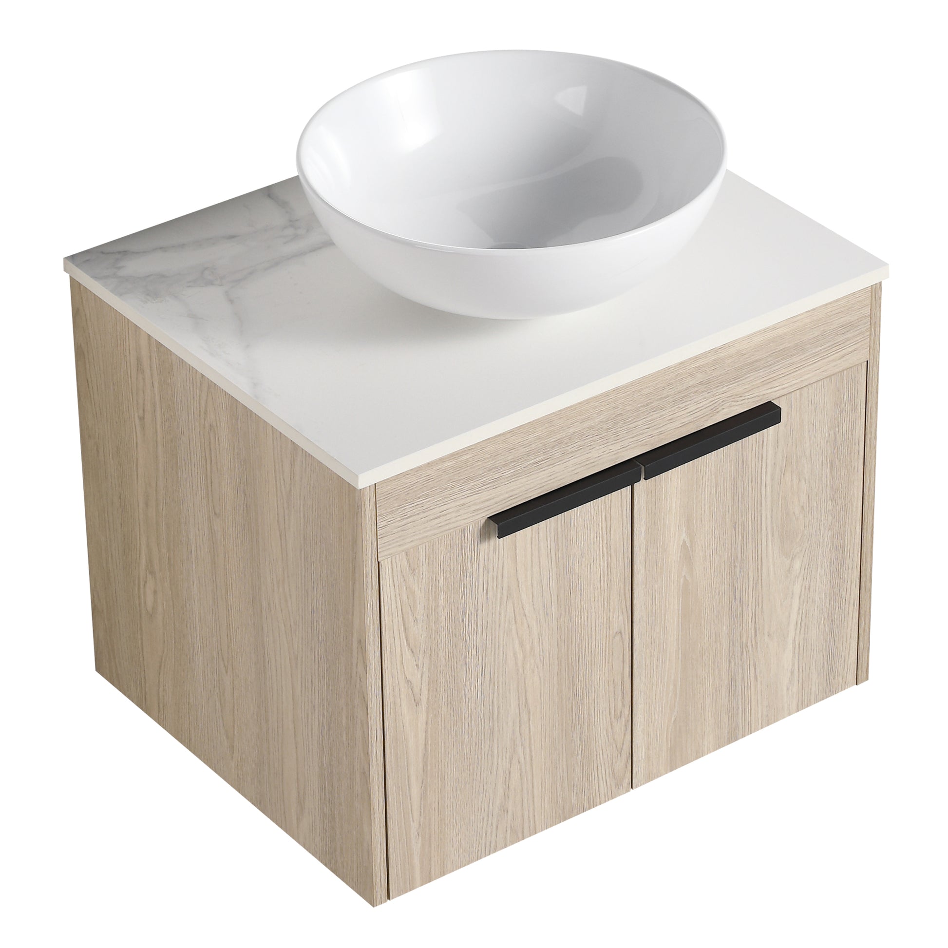 24 " Modern Design Float Bathroom Vanity With Ceramic Basin Set, Wall Mounted White Oak Vanity With Soft Close Door,Kd Packing,Kd Packing,2 Pieces Parcel Top Bab321Mowh White Oak 2 Bathroom Wall Mounted Plywood