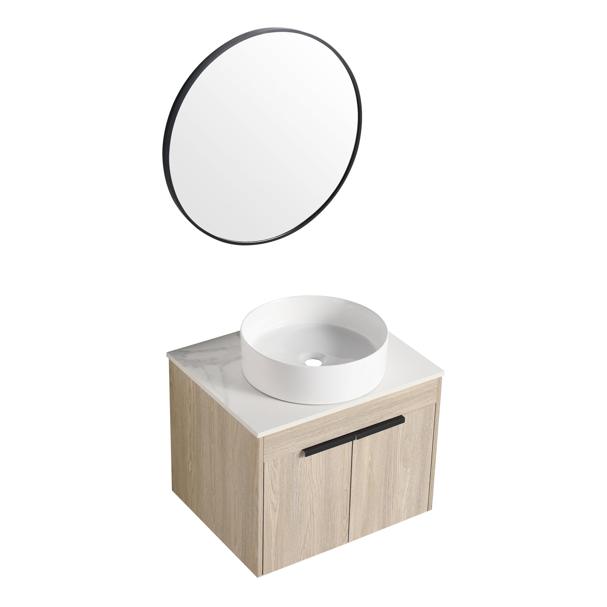 24 " Modern Design Float Bathroom Vanity With Ceramic Basin Set, Wall Mounted White Oak Vanity With Soft Close Door,Kd Packing,Kd Packing,2 Pieces Parcel Top Bab400Mowh White Oak 2 Bathroom Wall Mounted Plywood